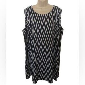 Tacera Size 3X Navy Blue and White Sleeveless Dress Plus Size